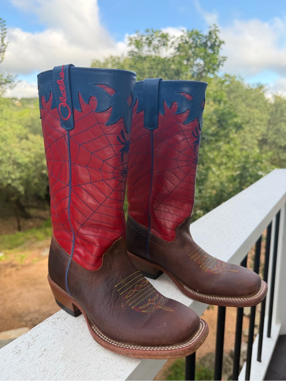 Olathe Red & Blue Spider-Man Leather Cowboy Boots